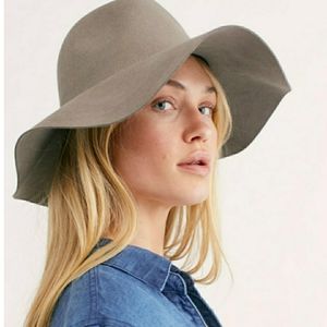 Free People Sloan Wide Brimm Felt Hat Grey Wool